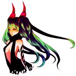  bad_id bad_pixiv_id green_eyes green_hair hatsune_miku horns ichiko_(dragn) long_hair simple_background solo twintails very_long_hair vocaloid 