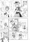  aki_minoriko aks-74u apron assault_rifle bug centipede charin clothes_writing comic doujinshi facepaint flower greyscale gun hat helmet highres insect monochrome multiple_girls rifle touhou translated weapon window wriggle_nightbug 