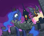  bat cape castle castlevania crossover full_moon gameplay_mechanics heart luna_(my_little_pony) madmax moon my_little_pony my_little_pony_friendship_is_magic no_humans pegasus sword tiara unicorn weapon 