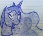  2011 blue_body blue_hair crown equine eyelashes eyes_closed female friendship_is_magic hair horn laugh lined_paper mammal my_little_pony open_mouth princess_luna_(mlp) royalty solo sparkles tongue unicorn wesley-j-woodpecker 