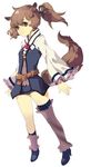  brown_eyes brown_hair female solo tail tiru twin_tails 