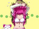  bra brown_hair hummy_(suite_precure) kodomo_no_koe long_hair minamino_kanade navel neko ponytail precure solo suite_precure undressing 