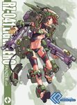  breasts brown_hair cannon claws cleavage crotch_plate green_eyes helmet high_heels liger_zero liger_zero_panzer mecha_musume missile navel open_mouth revealing_clothes shoes short_hair small_breasts smile solo strapless_bottom tanimeso zoids zoids_shinseiki/zero zoom_layer 