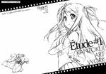  absurdres etude high_res kantoku kurumi_(kantoku) monochrome outline school_uniform short_twintails smile tagme 