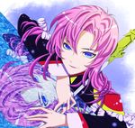  blue_eyes epaulettes highres jewelry long_hair ohara_akinaga pink_hair reflection ring shoujo_kakumei_utena smile solo sword tenjou_utena weapon 