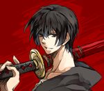  axis_powers_hetalia black_eyes black_hair japan_(hetalia) katana male seki496 smile sword teeth weapon 