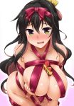  breast_hold erect_nipples kantai_collection naganami_(kancolle) naked_ribbon yoshi_tama 