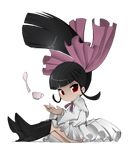  black_hair bleedman boots cup dress grim_tales_from_down_below loli long_hair mimi red_eyes ribbon sitting_down sketch spoon tea_cup 