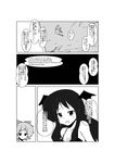  bow cirno cirno-nee comic fish greyscale hair_bow head_wings highres jitome koakuma mikazuki_neko monochrome multiple_girls touhou translated wings 