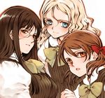  3girls blue_eyes blush long_hair megane ooyari_ashito quartett! 