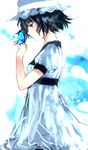  black_hair blue blue_eyes butterfly dress female hat nitroplus shiina_mayuri short_hair solo steins;gate tan_(tangent) 