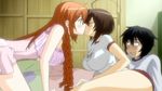  brown_hair cap gym_uniform kiss matsu musubi orange_hair sahashi_minato sekirei yuri 