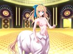  ahoge blonde blue_eyes centaur game_cg hair_bow long_hair monster_girl navel nipples pettanko princess_x purokishima puroko tail topless 