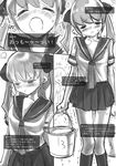  blush circle_ed ed_(artist) miniskirt monochrome original punishment school school_uniform trembling twin_tails water_bucket 