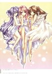  agarest_senki angel cleavage elf ellis_(agarest_senki) fyuria hirano_katsuyuki nude sheets silvi wings 