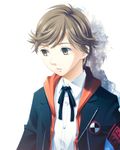  amada_ken armband bad_id bad_pixiv_id bow brown_eyes brown_hair child male_focus persona persona_3 ribbon school_uniform simple_background solo 