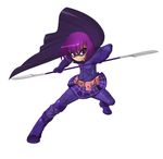  blades bleedman boots cape hitgirl kickass loli mask purple_eyes purple_hair short_hair skirt weapon 