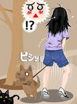  back black_hair cat dog j7w_(pixiv) long_hair 