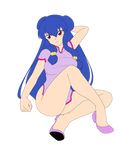  blue_hair legs long_hair miniskirt ranma_1/2 shampoo_(ranma_1/2) skirt smile solo thighs violet_eyes 