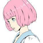  1boy androgynous atlus bangs bob_cut catherine:_full_body catherine_(game) dress eyebrows green_eyes highres pink_hair rin_(catherine) short_hair simple_background solo trap white_background 