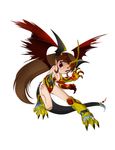  armor bleedman brown_hair claws crown dragon jewel loli long_hair red_eyes tail tattoes wings 