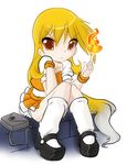  bag bleedman blonde date fire loli long_hair magic sitting_down skirt upset 