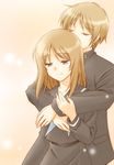  couple hug natsume_takashi natsume_yuujinchou school_uniform taki_tooru 