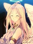  angel angel_wings armlet blonde earrings eyes_closed halo jewelry long_hair necklace shijimi_(osumashi) smile tears wings 