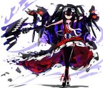  black_hair black_thighhighs blue_eyes dress garter_belt goggles high_heels long_hair mecha_musume original staff thighhighs twin_tails weapon 