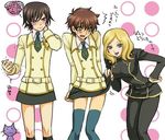  code_geass genderswap humiliation kururugi_suzaku lelouch_lamperouge milly_ashford school_uniform translation_request 