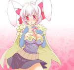  alchemist_(ragnarok_online) animal_ears breast_clinging breasts bunny_ears cape cleavage elbow_gloves fingerless_gloves gloves hair_ribbon large_breasts lavender_hair pink_eyes ragnarok_online ribbon short_hair solo tachibana_sakuya_(matsurika) 