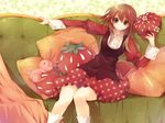  bad_id bad_pixiv_id couch food fruit original pillow polka_dot solo strawberry stuffed_animal stuffed_bunny stuffed_toy yamiko 