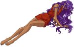  dark_skin dress highres himemiya_anthy long_hair lying purple_hair red_dress revolutionary_girl_utena shoujo_kakumei_utena tunic vector vector_trace very_long_hair 