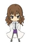  :&lt; bags_under_eyes brown_eyes brown_hair chibi kiyama_harumi labcoat long_hair lowres necktie nekomamire pantyhose pencil_skirt skirt solo to_aru_kagaku_no_railgun to_aru_majutsu_no_index 