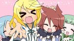  :3 eyes_closed kratos_aurion martel martel_yggdrasill mithos_yggdrasill open_mouth parody tales_of_(series) tales_of_symphonia yuan_ka-fai 