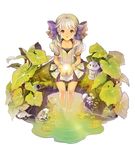  bow chkuyomi frog hair_bow hair_ribbon lantern legs lily_pad lips original plant pond purple_eyes ribbon sitting soaking_feet solo twintails water white_hair 