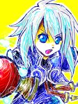  1boy blue_eyes genis_sage genius_sage male male_focus oekaki open_mouth simple_background solo tales_of_(series) tales_of_symphonia white_hair 