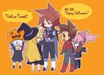  candy chibi colette_brunel collet_brunel costume genis_sage genius_sage halloween kratos_aurion lloyd_irving presea_combatir pumpkin simple_background skull tales_of_(series) tales_of_symphonia werewolf wings 