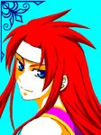  blue_eyes headband long_hair oekaki red_hair redhead simple_background tales_of_(series) tales_of_symphonia zelos_wilder 