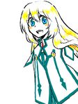  1girl blonde_hair blue_eyes blush colette_brunel collet_brunel female long_hair oekaki simple_background solo tales_of_(series) tales_of_symphonia white_background 