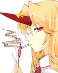  blonde_hair cigarette face fingernails fire horn hoshiguma_yuugi long_fingernails long_hair matches muku_(komainu) profile red_eyes smoking solo touhou 