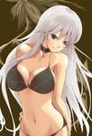  ankh bad_id bad_pixiv_id beruchin_(incentive) bikini blue_eyes breasts choker cleavage collarbone error flower green_eyes groin hand_on_hip highres large_breasts long_hair navel original silver_hair smile solo swimsuit 