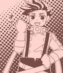  buttons gloves halftone halftone_background lloyd_irving lowres male male_focus monochrome short_hair solo tales_of_(series) tales_of_symphonia 