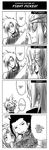  2girls 4boys 4koma =_= aerith_gainsborough cloud_strife comic dissidia_final_fantasy english final_fantasy final_fantasy_ii final_fantasy_vi final_fantasy_vii frioniel greyscale halo handheld_game_console highres meru monochrome multiple_boys multiple_girls playstation_portable sephiroth spoilers sweatdrop sword tina_branford weapon zack_fair 