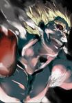  after_(artist) blonde_hair boxing_gloves bryan_hawk glowing glowing_eyes hajime_no_ippo highres male_focus muscle red_eyes solo 