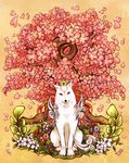  animal cherry_blossoms flower issun no_humans ookami_(game) susutake_(pixiv) tree wolf 