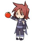  animated animated_gif brown_hair chibi gif kratos_aurion lowres male male_focus parody short_hair simple_background solo tales_of_(series) tales_of_symphonia tomato 