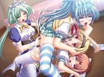  4girls blush breasts censored cum empty_eyes fellatio futa_on_futa futa_with_futa futanari green_eyes hairband hand_on_another's_head licking long_hair lusterise maid masturbation multiple_girls no_panties open_mouth oral ponytail purple_eyes red_eyes rolleyes rolling_eyes saikyou_mahou_shoujo_arina school_uniform sex short_hair sitting_on_person skirt thighhighs tongue tongue_out twintails yellow_eyes 