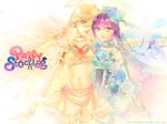  armlet artist_request blonde_hair blue_flower blue_rose bug butterfly choker detached_sleeves dress flower frills gainaxtop halo insect long_hair midriff multicolored_hair multiple_girls official_art panty_&amp;_stocking_with_garterbelt panty_(psg) rose skirt stocking_(psg) two-tone_hair 