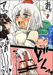  ahegao blush breast_grab breasts censored clothed_sex cross-section cum cum_in_mouth cum_in_pussy double_penetration double_vaginal eyebrows fff_threesome fucked_silly futa_with_female futanari girl_sandwich grabbing group_sex internal_cumshot inubashiri_momiji kawashiro_nitori medium_breasts multiple_girls penis saliva sandwiched seki_(red_shine) sex shameimaru_aya tears threesome touhou uterus vaginal x-ray 